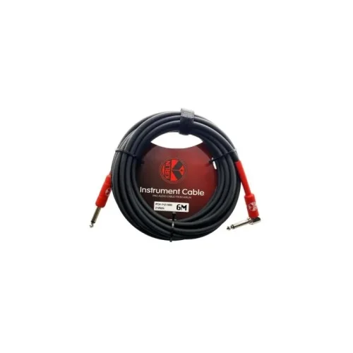 Cable Kirlin Para Instrumento 6 metros PVC punta rojo en L, TS 1/4 a 1/4