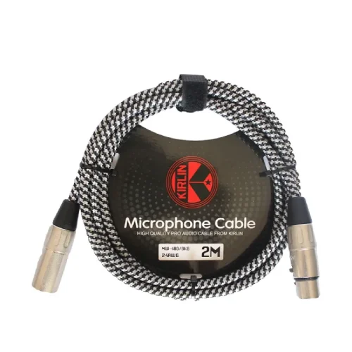 Cable Para Micrófono Kirlin 2 metros Cal 24 Tela Negro con Blanco