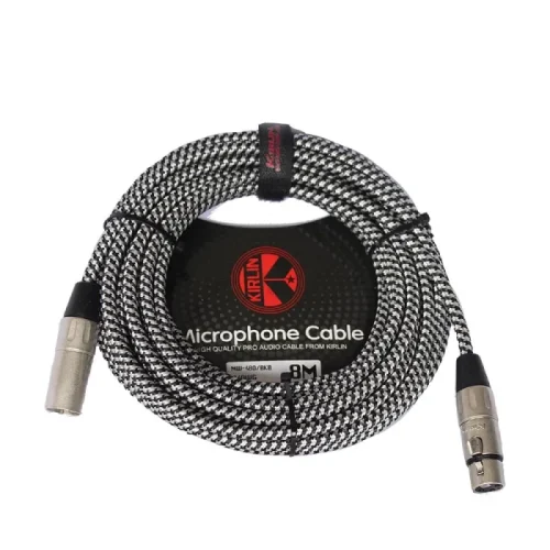 Cable Para Micrófono Kirlin 8 metros Cal 24 Tela Negro con Blanco