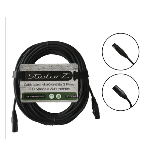 Cable Para microfono Studio Z, XRL Macho a XLR Hembra 15 metros, Cal. 50