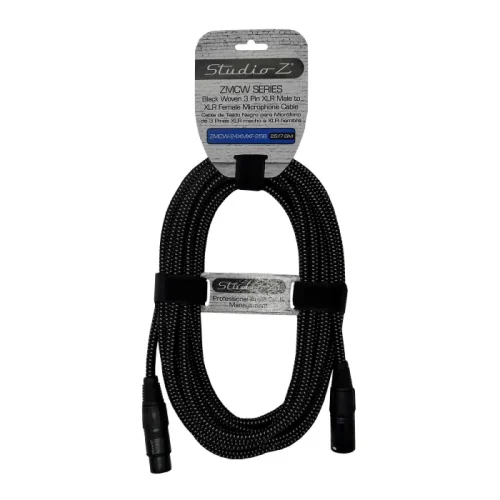 Cable Para microfono Studio Z, XLR macho a XLR Hembra 7.6 metros Tela negro